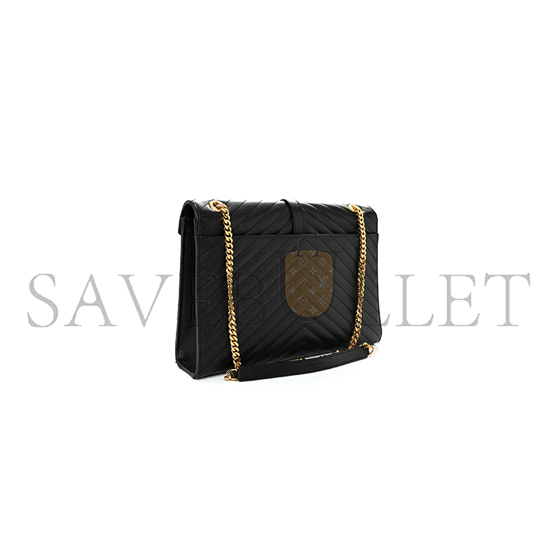 YSL ENVELOPE MATELASSE LARGE SHOULDER BAG IN BLACK 1543620 (31*22*7.5cm)